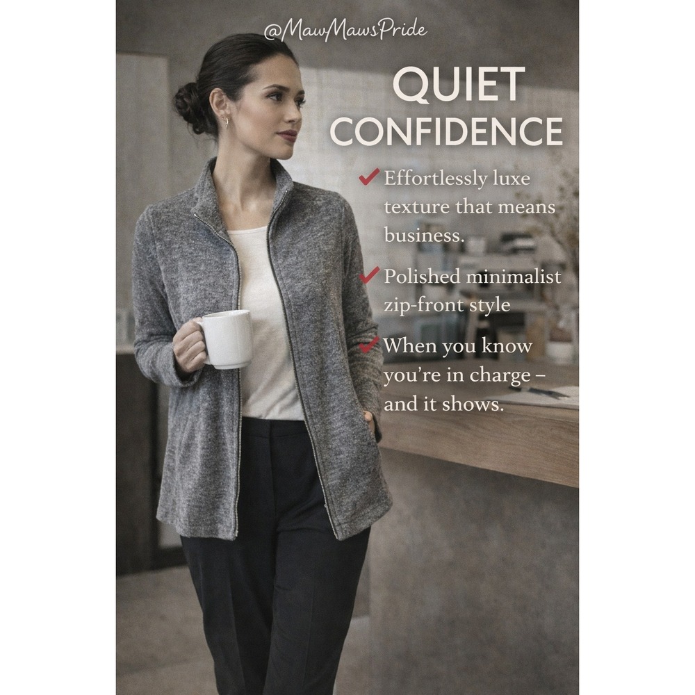 QUIET CONFIDENCE Eileen Fisher Textured Knit Zip Front Long Sleeve Jacket Size S